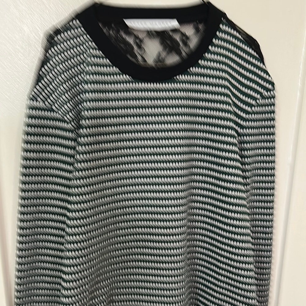 Boxy Black and White Ribbed Sweatshirt